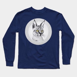 Caracal Portrait in mono and selective color digital art Long Sleeve T-Shirt